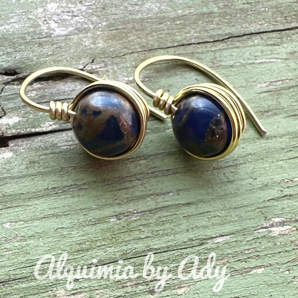 Alquimia Gold and Blue Earrings lapis - Picture 1 of 1